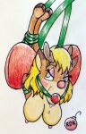  anthro antlers ball_gag bdsm bondage breasts drooling genderswap hanging hanging_breasts holidays rdk red_nose reddragonkan reindeer rudolph_the_red_nosed_reindeer 