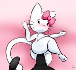  2015 anthro blush bow breasts feline furry hello_kitty kirbot12 looking_at_viewer lying mammal penis raised_leg sanrio 