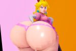 1girl 3d 3d_(artwork) alternate_ass_size ass ass_bigger_than_head big_ass blonde_hair blue_eyes breasts bubble_ass bubble_butt clothing dat_ass dress fat_ass fat_butt female_only huge_ass huge_butt insanely_hot large_ass large_butt long_hair looking_back mario_(series) nintendo pink_dress prevence princess_peach seductive sexy sexy_ass sexy_pose simple_background smelly_ass standing thick_ass wide_hips