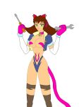  aged_up alternate_species breasts capcom catgirl company_connection earrings female_abs female_focus female_only gloves green_eyes hips long_brown_hair megaman megaman_legends navel nekohybrid rockman screwdriver short_jacket smile thighs tron_bonne wrench 