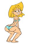 1girl ass ass_crack black_eyes blonde_hair blue_panties bouncing_ass bouncing_breasts breasts bubble_butt dancing earrings frilly_panties gif looking_back loop lori_loud nickelodeon scobionicle99 smile the_loud_house twerking underwear