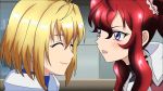 2girls angelise_ikaruga_misurugi anime blonde_hair cross_ange hair hilda_(cross_ange) long_hair love multiple_girls mutual_yuri red_hair short_hair yuri