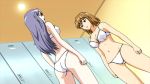  2girls :d :o agent_aika aika_sumeragi aika_zero anime arm arms ass babe back bare_legs bare_shoulders big_breasts bored bra breasts cleavage dutch_angle eye_contact grey_hair hair high_res highres legs light_brown_hair lingerie locker_room looking_at_another midriff miyu_shiratori multiple_girls naughty_face navel open_mouth panties purple_hair shiratori_miyu smile standing sumeragi_aika underwear yamauchi_noriyasu 