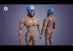  1boy 3d archie_(pokemon) bandanna bara beard blue_bandanna dreamsps4 facial_hair male male_butt_nudity male_full_frontal_nudity male_nudity male_only muscle muscular muscular_male nude nude_male penis pokemon tagme 