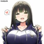 1girl ai_art ai_generated artstyle_imitation big_breasts black_hair blush breasts collarbone heart hoodie nai_diffusion novelai open_mouth pamelafb self_upload sky_(freedom)_(ai_style) spoken_heart upper_body white_background