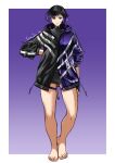 1girl artist_request bandai_namco barefoot black_and_purple_hair feet female_only fighting_game foot_fetish jacket light-skinned_female namco namco_bandai reina reina_(tekken) reina_mishima shorts source_request tekken tekken_8 thick_thighs