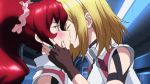 2girls after_kiss angelise_ikaruga_misurugi anime blonde_hair blush cross_ange fingerless_gloves gif gloves hair hilda_(cross_ange) kiss kissing long_hair looking_at_another love multiple_girls mutual_yuri red_eyes red_hair short_hair smile twin_tails twintails yuri