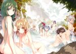  6+girls aki_minoriko aki_shizuha alternate_hairstyle alternative_hairstyle animal_ears areola areolae ass back bathing black_hair blonde blonde_hair blue_eyes blush bottle breasts closed_eyes cloud drinking flat_chest green_eyes green_hair hair hair_ornament hair_ribbon in_profile inubashiri_momiji kagiyama_hina kawashiro_nitori ke-ta kochiya_sanae long_hair looking_at_another looking_at_viewer looking_away looking_back midriff moriya_suwako mountain_of_faith multiple_girls nature navel nipples nude one_eye_closed open_mouth outside partially_submerged ponytail profile purple_hair ribbon sake_bottle sample shameimaru_aya short_hair silver_hair sitting sky small_breasts smile soaking_feet tail tied_hair touhou towel tree tree_shade twin_tails twintails wading water waterfall wet wolf_ears wolf_tail yasaka_kanako yellow_eyes 