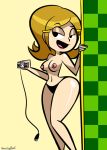  1girl 5-volt atomickingboo female_only grin nintendo nipples panties panties_only seductive sexy sexy_body thong topless warioware 