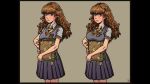  1girl akabur big_breasts book breasts brown_hair hair harry_potter hermione_granger necktie skirt witch_trainer 