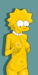 breasts erect_nipples evilweazel_(artist) lisa_simpson nude pearls shaved_pussy the_simpsons thighs yellow_skin