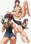 1girl 1girl 1girl areola ass barefoot black_lagoon breasts feet female_only flou high_resolution large_ass looking_at_viewer masturbation nipples pussy revy spread_legs toes very_high_resolution