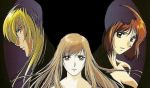 3girls asuka_lan black_hair blonde_hair brown_hair devil_lady devilman_lady fudou_jun hair jun_fudou kazumi_takiura lan_asuka long_hair looking_at_viewer multiple_girls serious short_hair takiura_kazumi upper_body