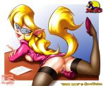 blonde_hair desk dildo dildo_in_pussy esenkas furry glasses pussy stockings swat_kats