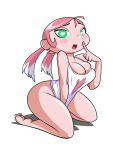  big_breasts bottomless breasts green_eyes grimphantom grimphantom_(artist) jinmay multicolored_hair pink_hair super_robot_monkey_team_hyperforce_go! white_hair 