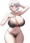 1girl alluring big_breasts bra breasts cleavage high_res jasony light-skinned_female light_skin lingerie nakiri_alice naughty_face panties red_eyes shokugeki_no_souma short_hair underwear white_hair