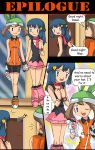  2girls :d ;d arm arms art bandana bandanna bare_arms bare_legs bare_shoulders beanie bike_shorts black_clothes blue_eyes blue_hair blush brown_hair clenched_hand clenched_hands collared_shirt comic dawn door english eye_contact full_body gloves hair hair_ornament hand_holding hands happy haruka_(pokemon) haruka_(pokemon_emerald) hat hat_removed headgear hikari_(pokemon) hikariangelove hikariangelove_(artist) legs legs_together long_hair looking_at_another looking_at_viewer looking_back love may multiple_girls mutual_yuri nintendo one_eye_closed open_mouth orange_clothes pink_skirt pokemon pokemon_(anime) poketch scarf shirt short_hair shorts skirt sleeveless sleeveless_shirt smile speech_bubble standing talking torn_hat upper_body v watch wink yuri 