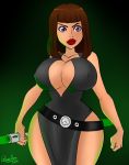  big_breasts brown_hair cosplay crossover danny_phantom evening_gown lara_croft_(cosplay) madeline_fenton pranky pranky_(artist) tomb_raider 