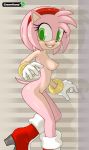 1girl amy_rose breasts female_only green_eyes greenhand looking_at_viewer nipples nude pink_hair sega solo_female sonic_the_hedgehog_(series)