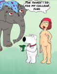 beastiality brian_griffin edit elephant family_guy female_full_frontal_nudity female_nudity fully_nude_girl_in_public fully_nude_woman_in_public heart-shaped_pupils imminent_sex jabcomix meg_griffin prostitution pussy red_hair size_difference vulva