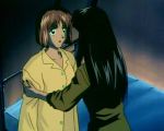  2girls anime black_hair brown_hair devil_lady devilman_lady fudou_jun hair hugging jun_fudou kazumi_takiura long_hair love multiple_girls pajamas short_hair takiura_kazumi yuri 