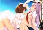  2girls animal_ears ass breasts duplicate hentai inaba_tewi multiple_girls pussy reisen_udongein_inaba topless touhou yuri 