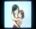  2girls anime black_hair brown_hair devil_lady devilman_lady fudou_jun hair hugging jun_fudou kazumi_takiura long_hair love multiple_girls mutual_yuri short_hair takiura_kazumi upper_body yuri 