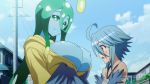  big_breasts blue_skin breasts gif green_hair hair monster_musume slime_girl suu 