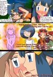  1boy 4girls art bandanna blue_eyes blue_hair blush brown_hair character_request comic creatures_(company) dawn_(pokemon) english game_freak haruka_(pokemon) haruka_(pokemon_emerald) hat hikari_(pokemon) hikariangelove hikariangelove_(artist) humans_of_pokemon incipient_kiss love may_(pokemon) multiple_girls mutual_yuri nintendo pokemon pokemon_(anime) pokemon_(game) pokemon_black_and_white pokemon_bw pokemon_diamond_pearl_&amp;_platinum pokemon_dppt search_and_rescue_(doujin) short_hair speech_bubble talking yuri 