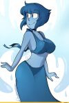  1_female 1_girl 1female 1girl big_breasts black_eyebrows blue_eyes blue_hair blue_skin blushmallet breasts cartoon_network closed_mouth eyebrows female_only lapis_lazuli lapis_lazuli_(steven_universe) looking_away open_eyes patreon smile smiling solo_female steven_universe su.reactor.cc water water_wings watermark 