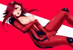  1girl akiza_izinski areolae bad_id biker_clothes bikesuit blush bodysuit breasts brown_eyes highres huge_breasts izayoi_aki large_breasts looking_at_viewer nipples open_mouth red_hair short_hair skintight solo usa_(artist) usaki_(ama) yellow_eyes yu-gi-oh! yu-gi-oh!_5d&#039;s yuu-gi-ou yuu-gi-ou_5d&#039;s 