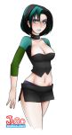 black_eyes black_hair breasts cartoon_network cleavage dyed_hair goth green_hair gwen_(tdi) hourglass_figure jago_(artist) pale-skinned_female skirt thick_ass thick_legs thick_thighs total_drama_island two_tone_hair wasp_waist