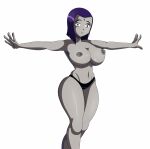  1girl arms_out arms_outstretched big_breasts breasts dc_comics female_only forehead_jewel grey_nipples grey_skin huge_breasts nipples raven_(dc) short_hair solo_female sonson-sensei teen_titans topless underwear 