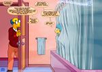  bart_simpson big_breasts blue_hair breasts cheating comic from_behind gif hair kirk_van_houten kogeikun luann_van_houten shower the_simpsons yellow_skin 