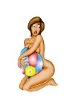  beach_ball big_ass biker_(artist) brown_hair edit embarrassed embarrassed_nude_female looking_back nervous nude nude_female oddmachine short_hair 