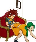  1girl ass chrono_trigger crono crono&#039;s_mom green_hair incest no_panties non_nude sex 