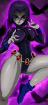 1girl big_breasts breasts cameltoe dc_comics female_only grey_skin hourglass_figure huge_breasts leotard purple_eyes purple_hair raven_(bird) raven_(dc) sonson-sensei teen_titans