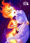 1boy 1girl 2023 ass_grab breast_sucking bronybran canon_couple closed_eyes disney elemental_(pixar) ember_lumen eyebrows eyelashes fire male/female open_mouth purple_background sex sitting tagme wade_ripple water