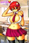 1girl big_breasts breasts cute highres large_breasts looking_at_viewer mayl_sakurai miniskirt red_hair rockman rockman_exe sakurai_meiru school_uniform short_hair skirt skyraptor