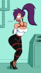 ass big_breasts bondage futurama high_heels leggings rope_bondage thighs turanga_leela