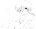  braid breasts genderswap genderswap_(mtf) kj_(artist) monochrome nipples nude ranko ranma-chan ranma_1/2 ranma_saotome saotome_ranma single_braid solo 