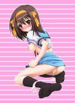  1girl aftersex anus ass bad_id blush breasts brown_hair censored cum cum_drip cum_in_pussy cum_inside cumdrip feet footwear hair_ribbon hair_ribbons haruhi_suzumiya harukaze_soyogu kneehighs legs nipples panties panties_around_leg panties_around_one_leg pussy ribbon ribbons school_uniform serafuku shirt_lift skirt skirt_lift socks solo suzumiya_haruhi suzumiya_haruhi_no_yuuutsu the_melancholy_of_haruhi_suzumiya underwear yellow_eyes 