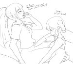 alternate_hair_style alternate_hairstyle bottomless bwc fellatio futanari futanari_with_female lick licking licking_penis lillie lillie_(pokemon) monochrome moon_(pokemon) moon_(trainer) oral pokemon pokemon_(game) pokemon_sm