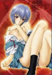 blue_hair breasts jpeg_artifacts neon_genesis_evangelion pale pale_skin red_eyes rei_ayanami school_uniform serafuku short_hair