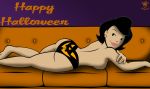 american_dragon:_jake_long bigtyme couch looking_at_viewer lyong on_stomach panties printed_panties susan_long topless