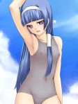  armpits bad_id bangs blunt_bangs face fishnet_swimsuit fishnet_top fishnets kannagi nagi nakamura_kusata nipples open_in_internet_explorer see-through_swimsuit solo 