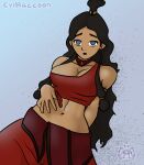  avatar:_the_last_airbender avatar:_the_last_airbender belly big_breasts dark-skinned_female dark_skin evil_raccoon katara nickelodeon shy 