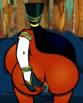 big_ass black_hair breasts_bigger_than_head breasts_bigger_than_torso brown_skin butt_plug dark-skinned_female earrings egypt egyptian egyptian_eyeliner egyptian_female egyptian_queen facing_away gigantic_breasts hyper_breasts long_hair massive_ass newdityartz original_character queen_ebonee tale_of_ebonee tattoo