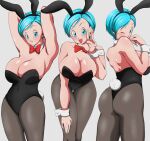 1girl anime_milf ass big_ass big_breasts blue_eyes blue_hair blush bowtie breasts bulma_brief bulma_briefs_(super) bunny_bulma bunny_ears bunny_girl bunny_tail bunnysuit cleavage clothed_female dragon_ball dragon_ball_super earrings fanbox_reward female_focus female_only half-closed_eyes hazama_null horny mature mature_female milf open_mouth pixiv_fanbox red_lipstick short_hair solo_female solo_focus tagme thick_thighs tights