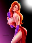 big_breasts breasts disney dress eyebrows eyelashes gloves hair_over_one_eye jessica_rabbit nipples purple_gloves tagme who_framed_roger_rabbit